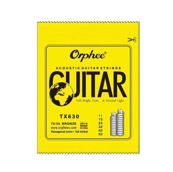 Набор струн для акустической гитары Orphee TX630 11-52" 0,28-1,32 мм 6 шт. (510034)