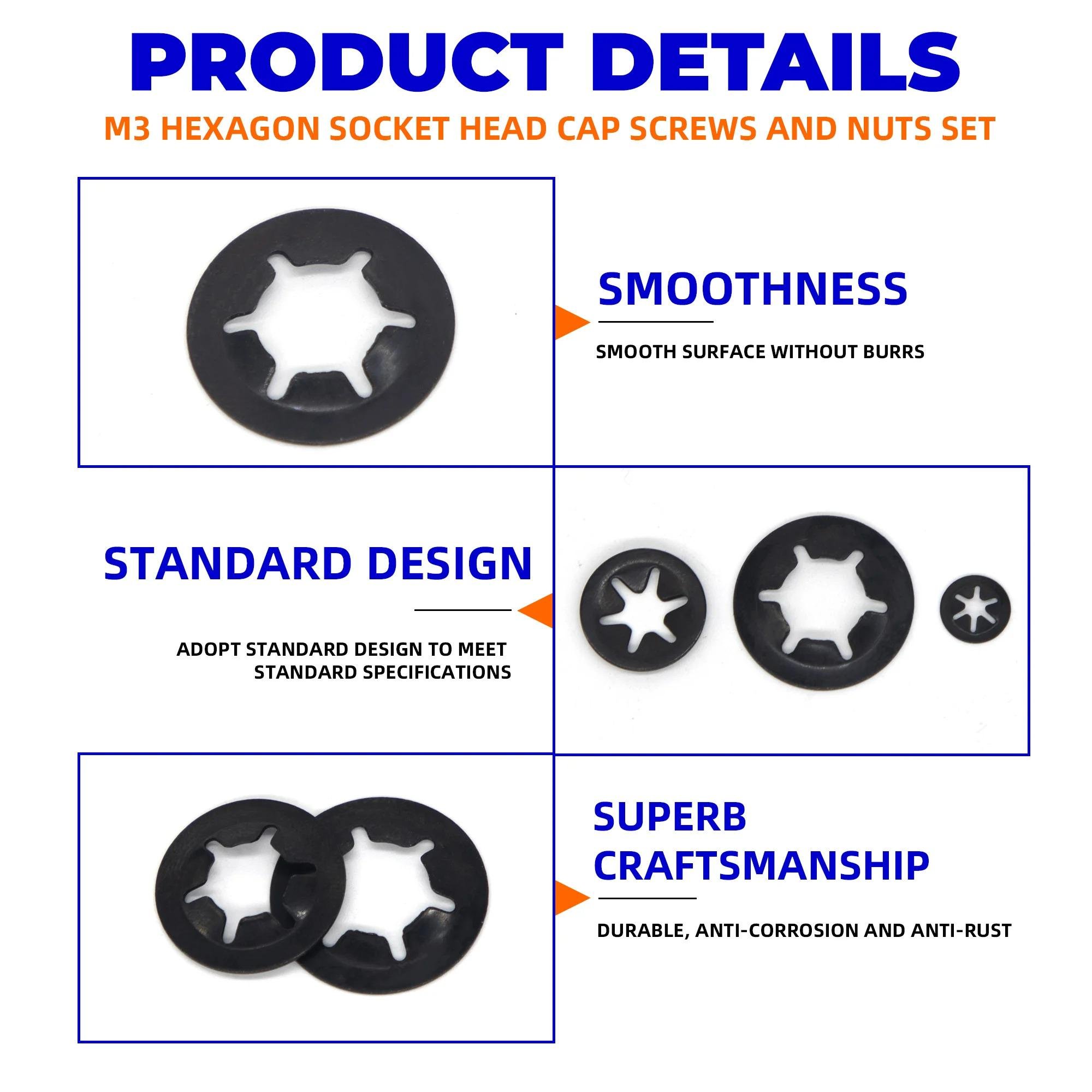 Набір стопорних кілець шайб M2.5/M3/M4/M5/M6/M8/M10 350 шт. (142594) - фото 3 Набір стопорних кілець шайб M2.5/M3/M4/M5/M6/M8/M10 350 шт. (142594) - фото 3