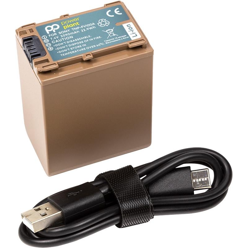 Аккумулятор Power Sony TNP-FV100A 3090mAh с кабелем Type-C