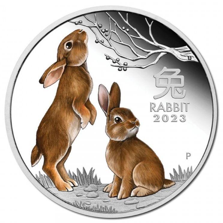 Коллекционная монета серебряная цветная Год кролика 31,1 г (9270253)