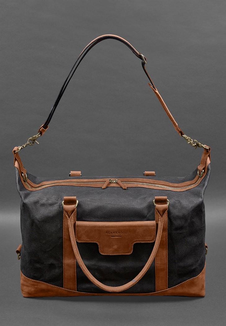 Дорожня сумка з канвасу та натуральної шкіри Crazy Horse Світло-коричневий (A-028160) - фото 7