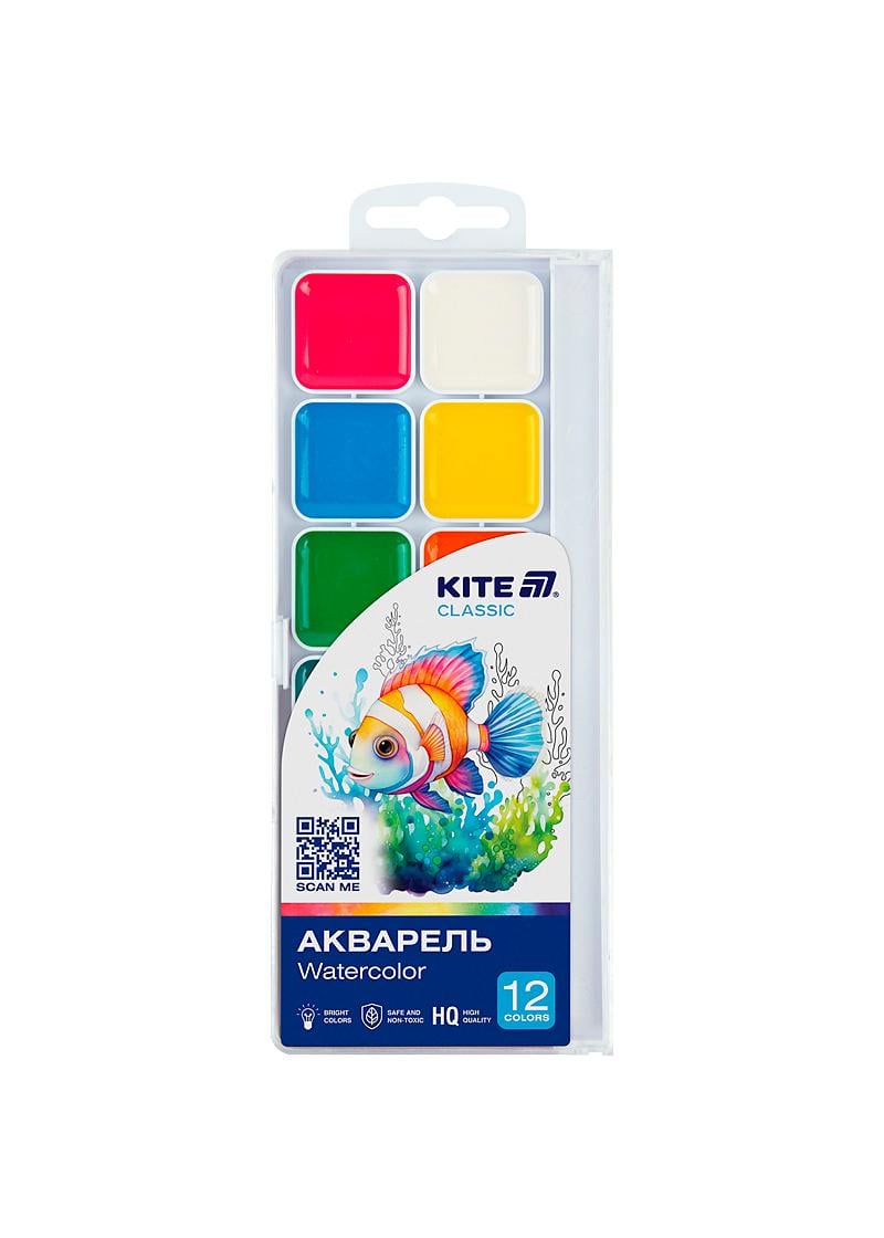 Фарби KITE Classic акварельні 12 кольорів (K-061)