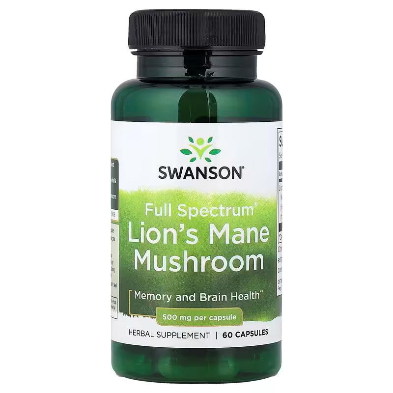 Гриб львиная грива Swanson Lion's Mane Mushroom 500 мг 60 кап.