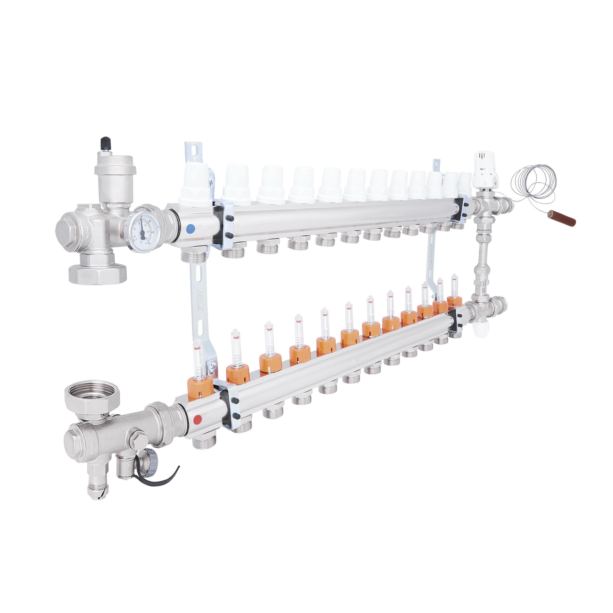 Коллектор для теплого пола ICMA A1K013APU06 12 контуров с расходомерами 1"/3/4" (78698) - фото 4