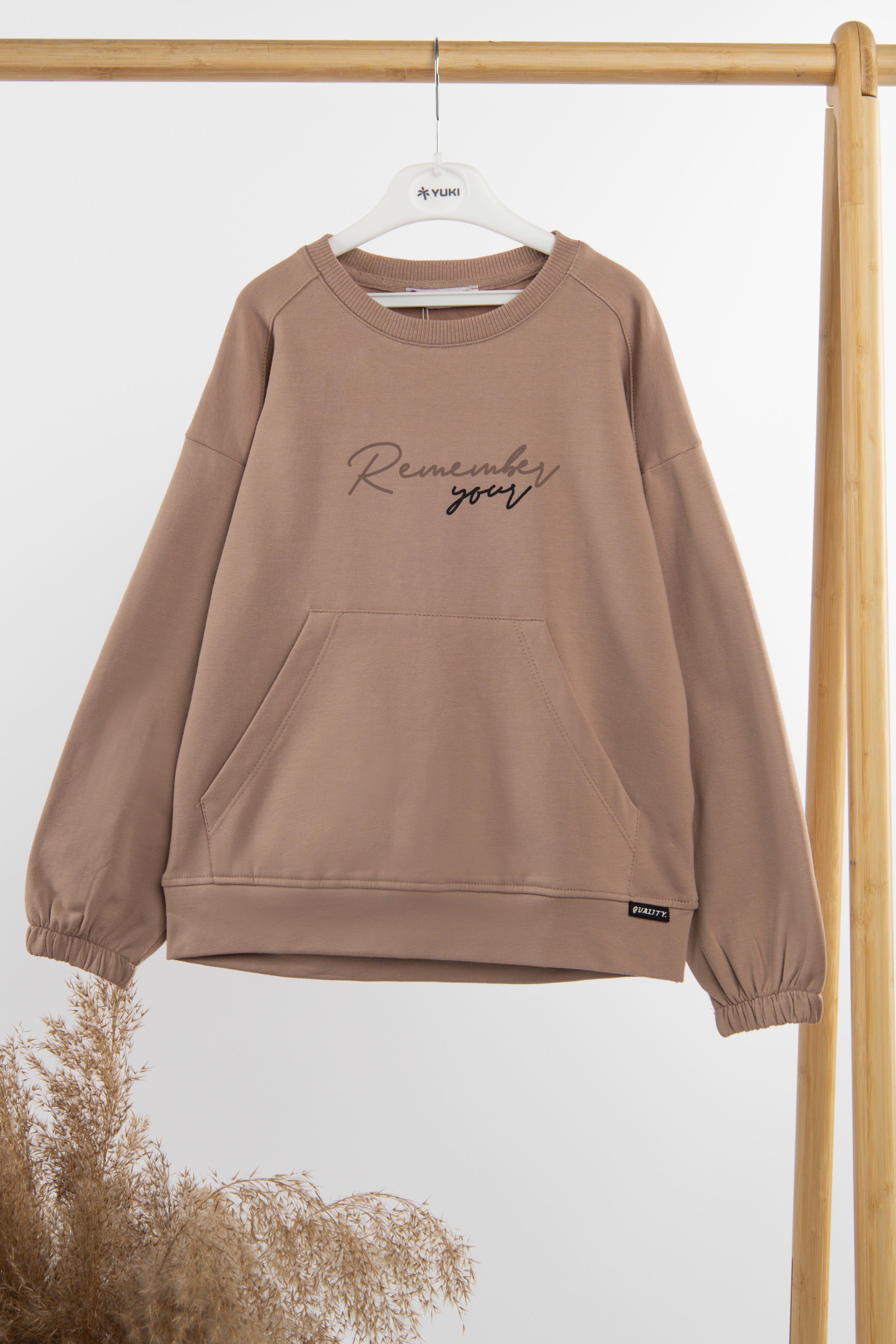 Свитшот для девочки ЦБ-00236166 128 см Бежевый (28576029)