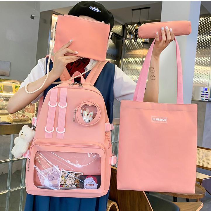 Шкільний рюкзак для дівчинки Ведмедик з значком-зайчик 4в1 5-11 клас Рожевий (27667913) - фото 2 Шкільний рюкзак для дівчинки Ведмедик з значком-зайчик 4в1 5-11 клас Рожевий (27667913) - фото 2