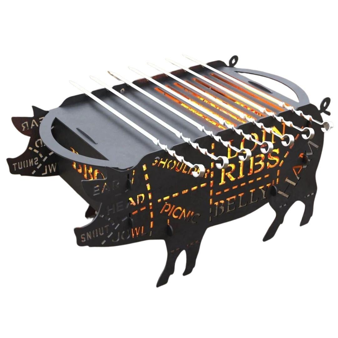 Мангал-гриль Carino Свинка разборная с грилем 600х350х305 мм металл 3 мм без покрытия (С60)