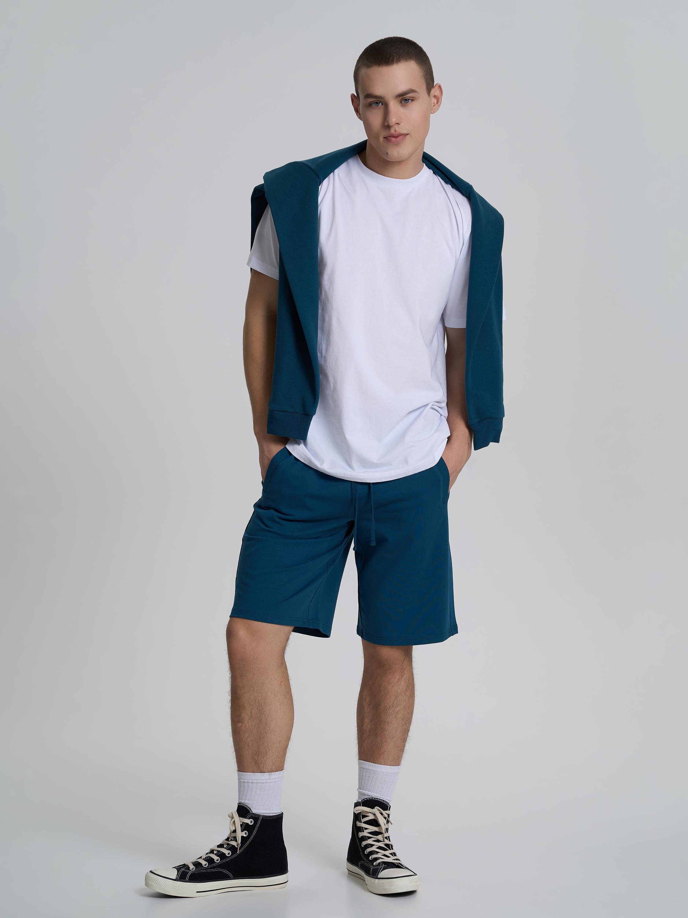 Шорти чоловічі однотонні ROZA 200242 M Синьо-зелений (4824005726750) - фото 4