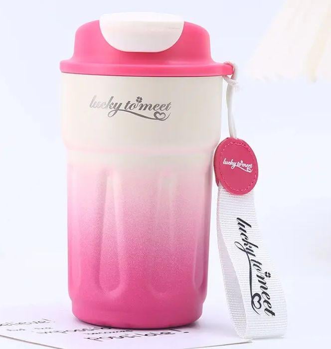 Термокухоль Смарт градієнт з інтелектуальним дисплеєм температури 420 мл Рожевий (2468368075) - фото 1