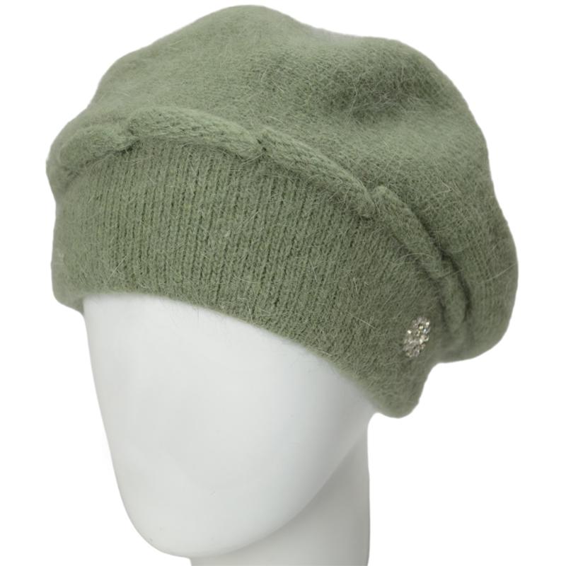 Берет женский ангоровый Novita Динара one size Фисташковый