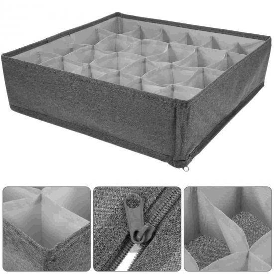 Органайзер для белья в тумбочку на 24 ячейки хлопок 32x32x9 Grey (127721) - фото 2 Органайзер для белья в тумбочку на 24 ячейки хлопок 32x32x9 Grey (127721) - фото 2