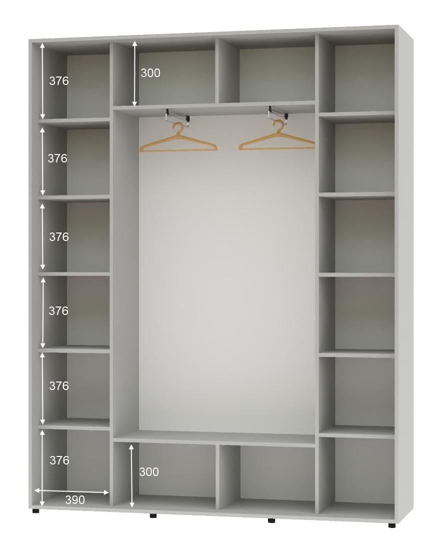 Шкаф-купе трехдверный Алекса ШК-05 ДСП 210х45х250 см Серый - фото 2 Шкаф-купе трехдверный Алекса ШК-05 ДСП 210х45х250 см Серый - фото 2
