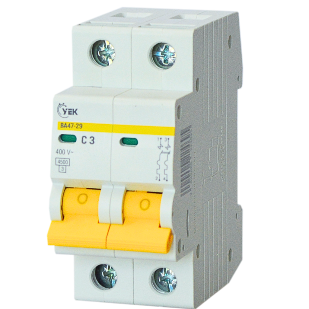 Вимикач автоматичний УЕК ВА47-29 2P 3A 4,5 кА C (MVA20-2-003-CU) Вимикач автоматичний УЕК ВА47-29 2P 3A 4,5 кА C (MVA20-2-003-CU)