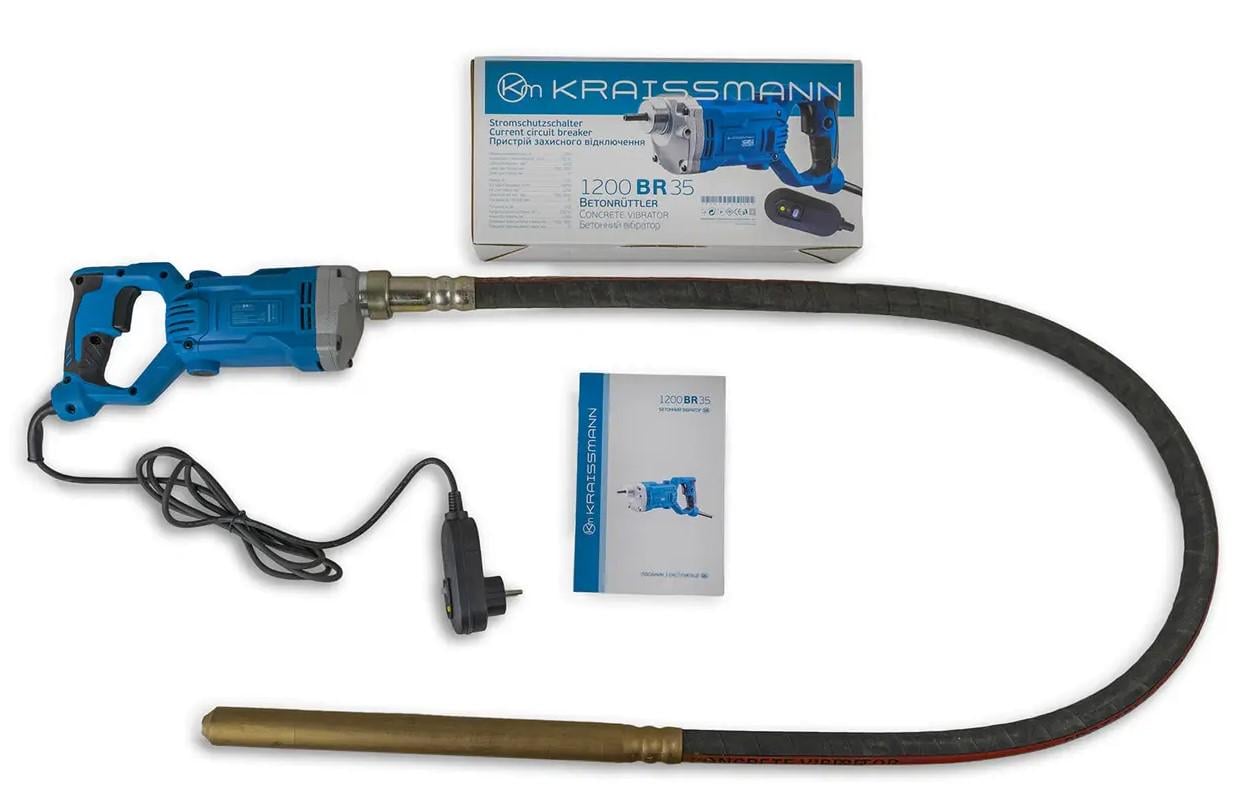 Виброуплотнитель бетона KRAISSMANN 1200 BR 2/35 отсечка напряжения с вибронаконечником 1,5 м (19620760)