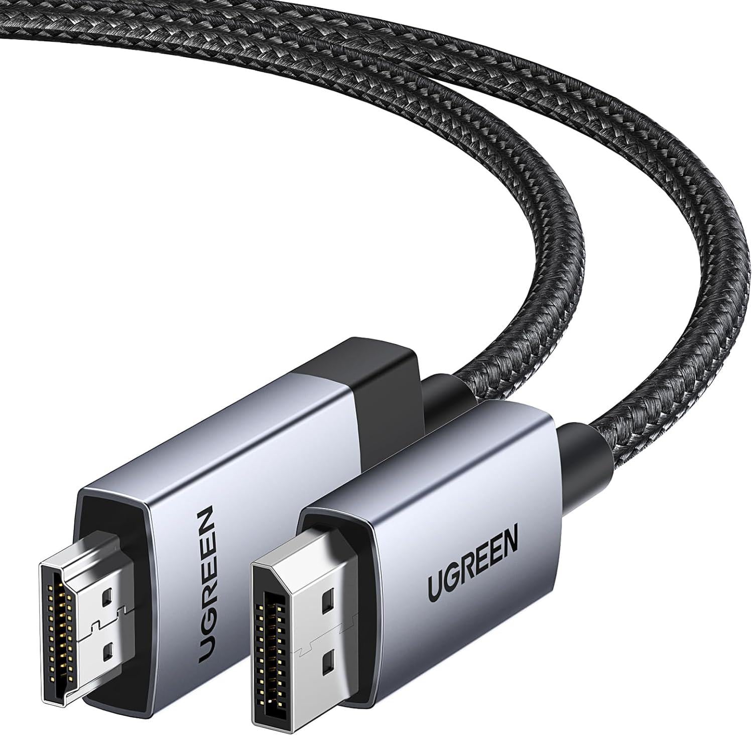 Активный кабель DisplayPort на HDMI UGREEN DP119 2 м штекер/штекер 4K 60 Гц однонаправленный 1440p 144 Гц 1080p 240 Гц не требует DP++ Черный (15774)