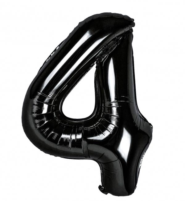 Шарик Цифра "4" 100 см Черный - фото 1 Шарик Цифра "4" 100 см Черный - фото 1