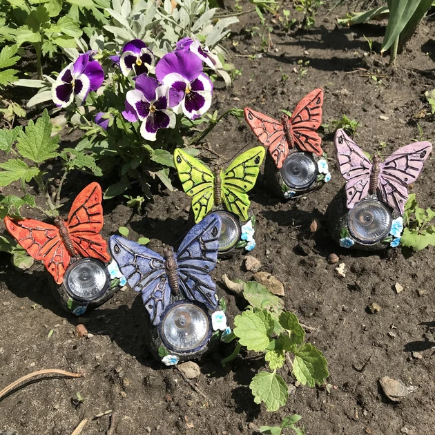 Садовый светильник Lemanso на солнечной батарее 6500К с выключателем фиолетовая Бабочка IP44 (CAB124) - фото 4