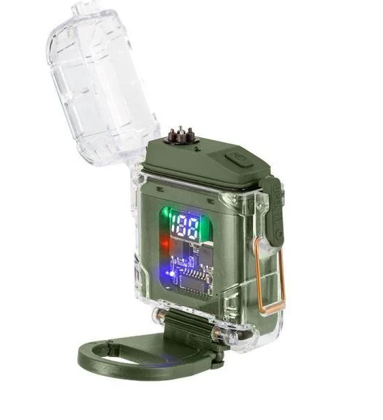 Фонарик аккумуляторный LED D52-2-COB с зажигалкой Оливковый