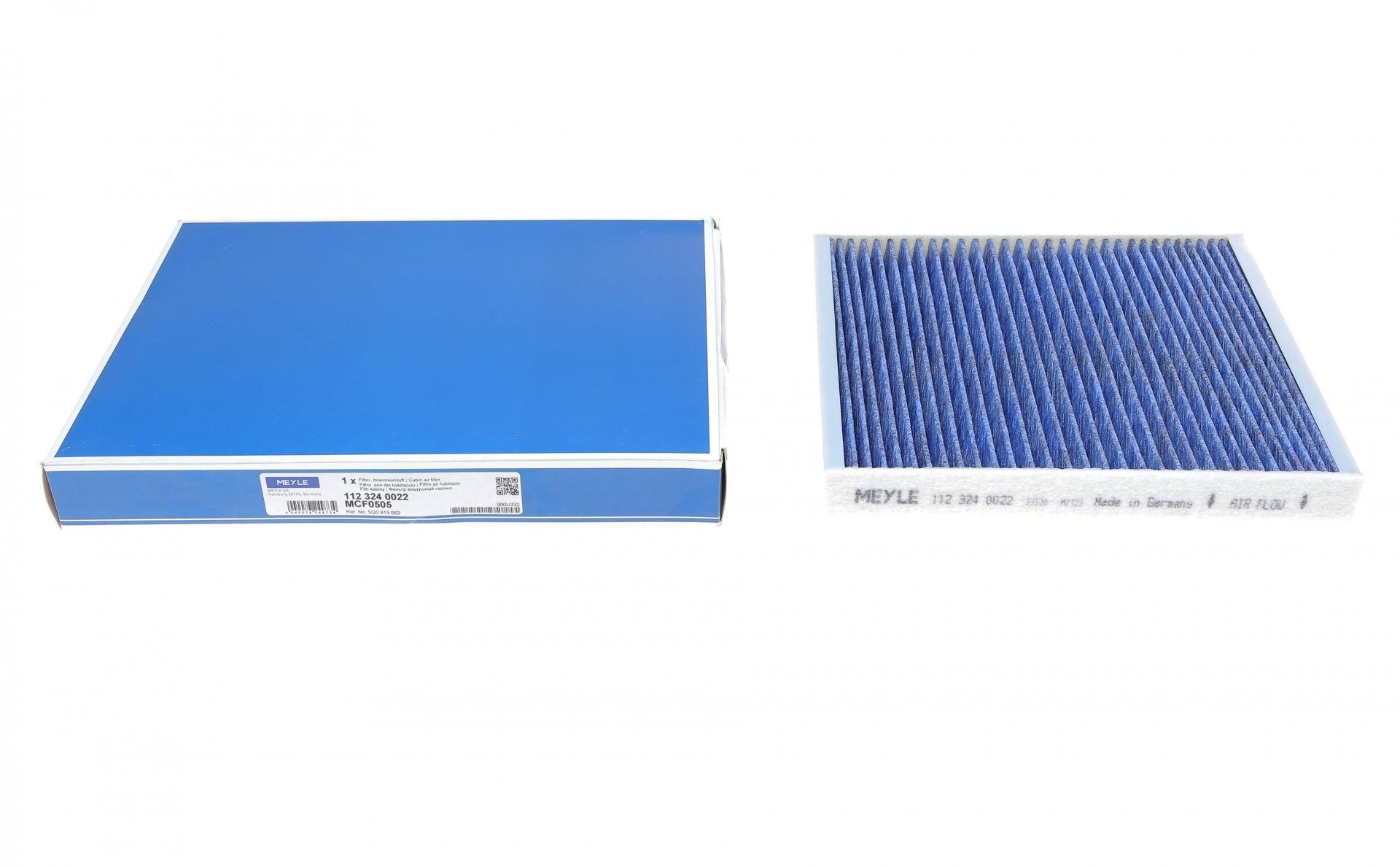 Фільтр салону Meyle для VW Golf/Passat 14-/Crafter 16-/Skoda Octavia 12-/SuperB 15- вугільний/антиалергенний- (112 324 0022)