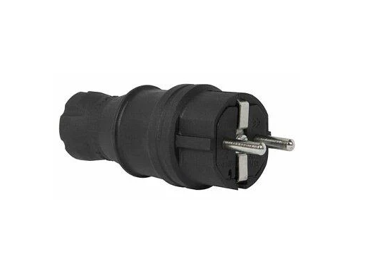 Вилка прямая E.NEXT e.plug.rubber.028.16 с заземлением каучуковая 16А (s9100023)