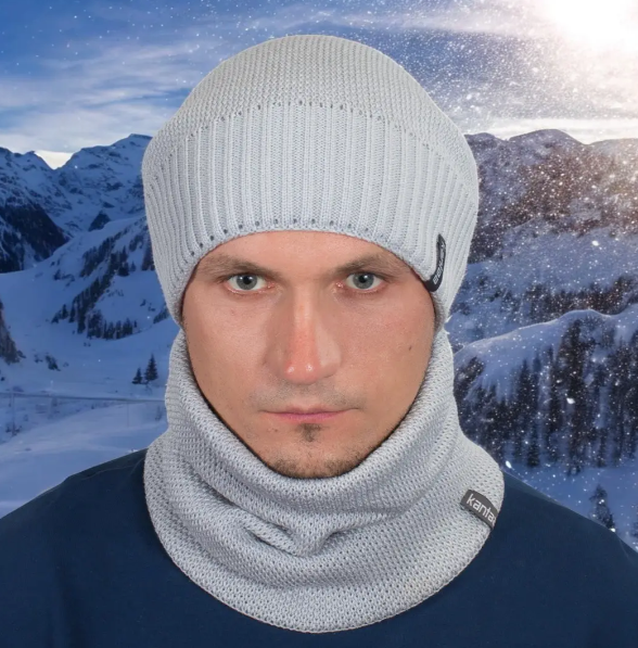 Комплект мужская шапка со снудом на флисе One Size Серый (29548322) - фото 3 Комплект мужская шапка со снудом на флисе One Size Серый (29548322) - фото 3