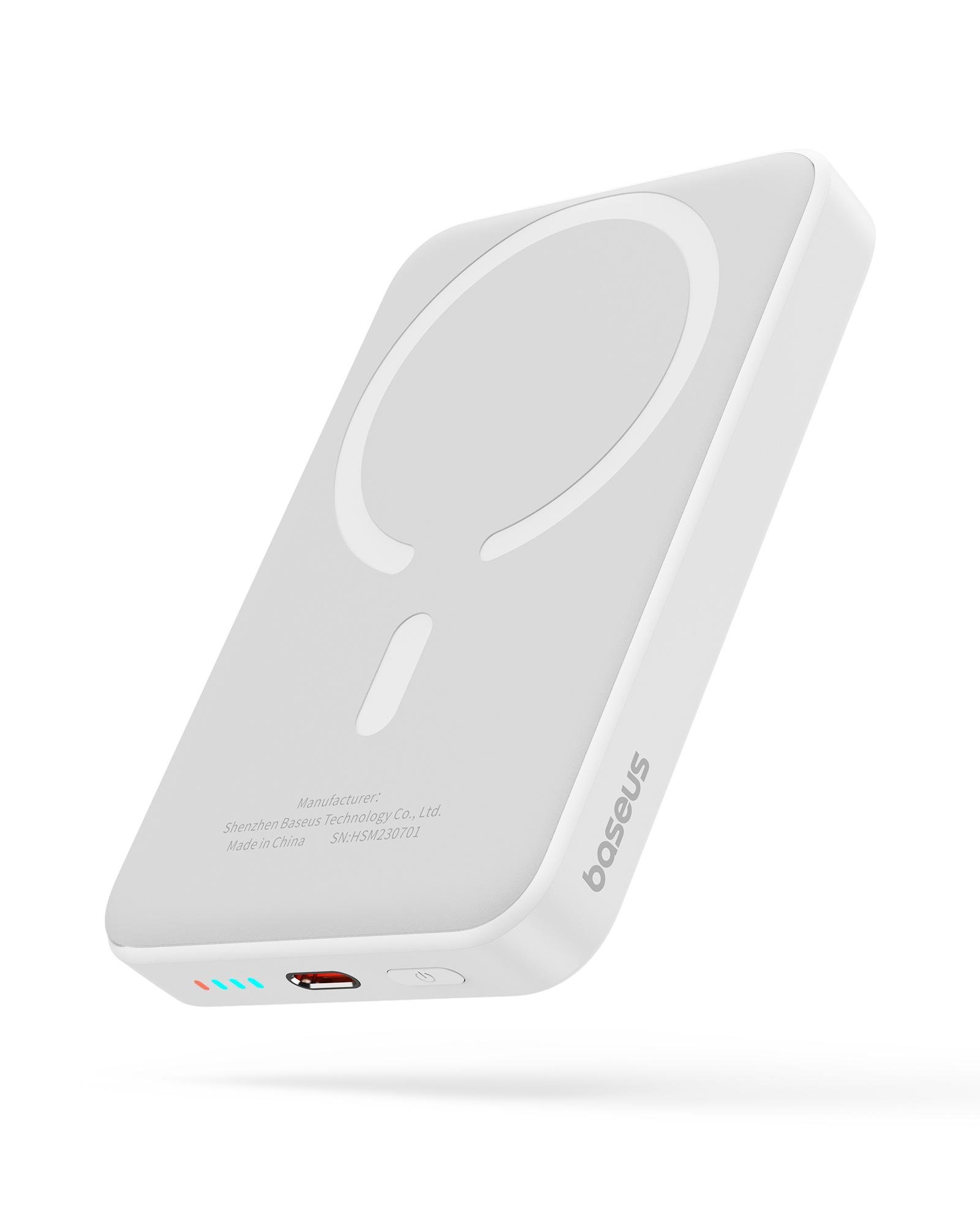 Повербанк OS-BASEUS Magnetic Mini Air Wireless Fast Charge 10000 mAh 20W с кабелем Stellar White (P10059001223-00) - фото 3