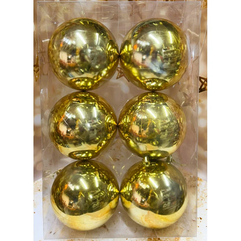 Набор елочных игрушек пластиковые круглые 6 шт. 12 см Золотой (2775435736) - фото 1 Набор елочных игрушек пластиковые круглые 6 шт. 12 см Золотой (2775435736) - фото 1
