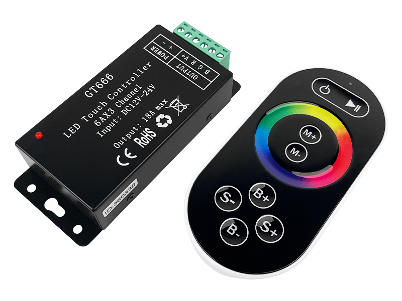 Контроллер RGB радио сенсорный 8 кнопок 18А 12-24V Черный (9895)