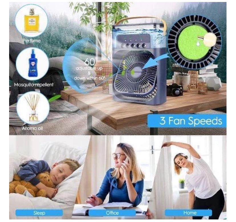 Вентилятор-зволожувач Air Cooler Fan з LED-підсвічуванням Синій (30151231ВER) - фото 5