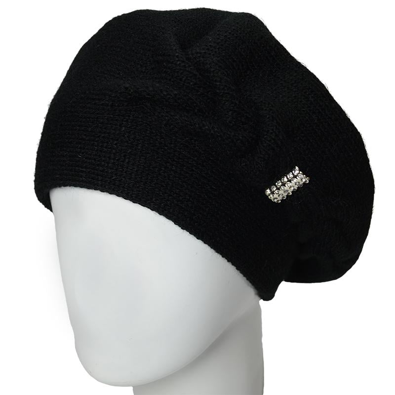 Берет жіночий Lirus Камея подвійний зимовий Чорний (164105)