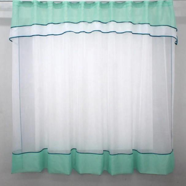 Фіранка на кухню шифон 270х170 см М'ятний/Білий (110к) - фото 1 Фіранка на кухню шифон 270х170 см М'ятний/Білий (110к) - фото 1