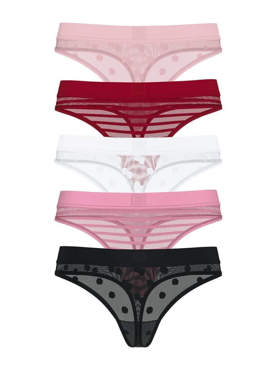 Набор трусиков Victoria's Secret Sheer Heritage Thong 5 шт. M Разноцветный (2858977332)