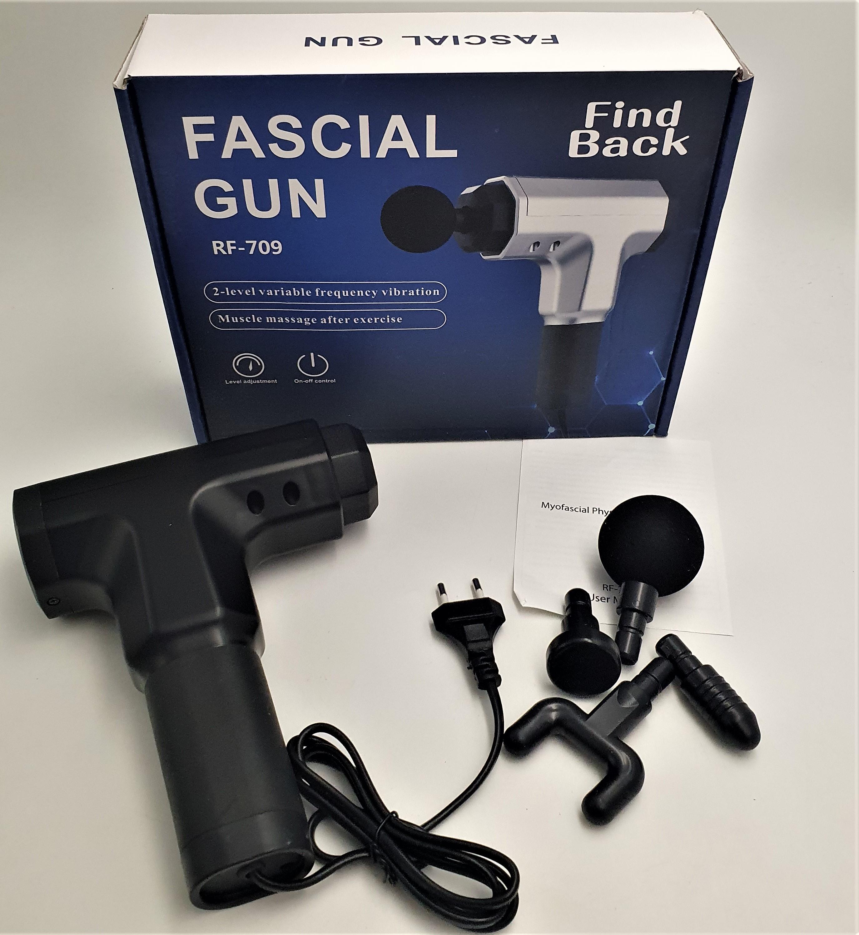 Массажер для тела ручной Fascial Gun RF-709 220V 4 насадки Черный - фото 2