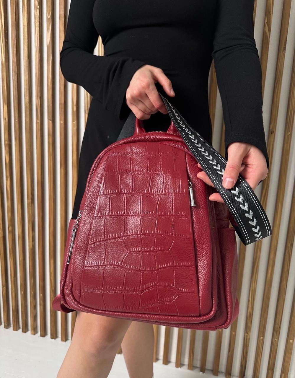 Женский рюкзак Tiding Bag на два отделения из натуральной кожи Бордовый (4436)