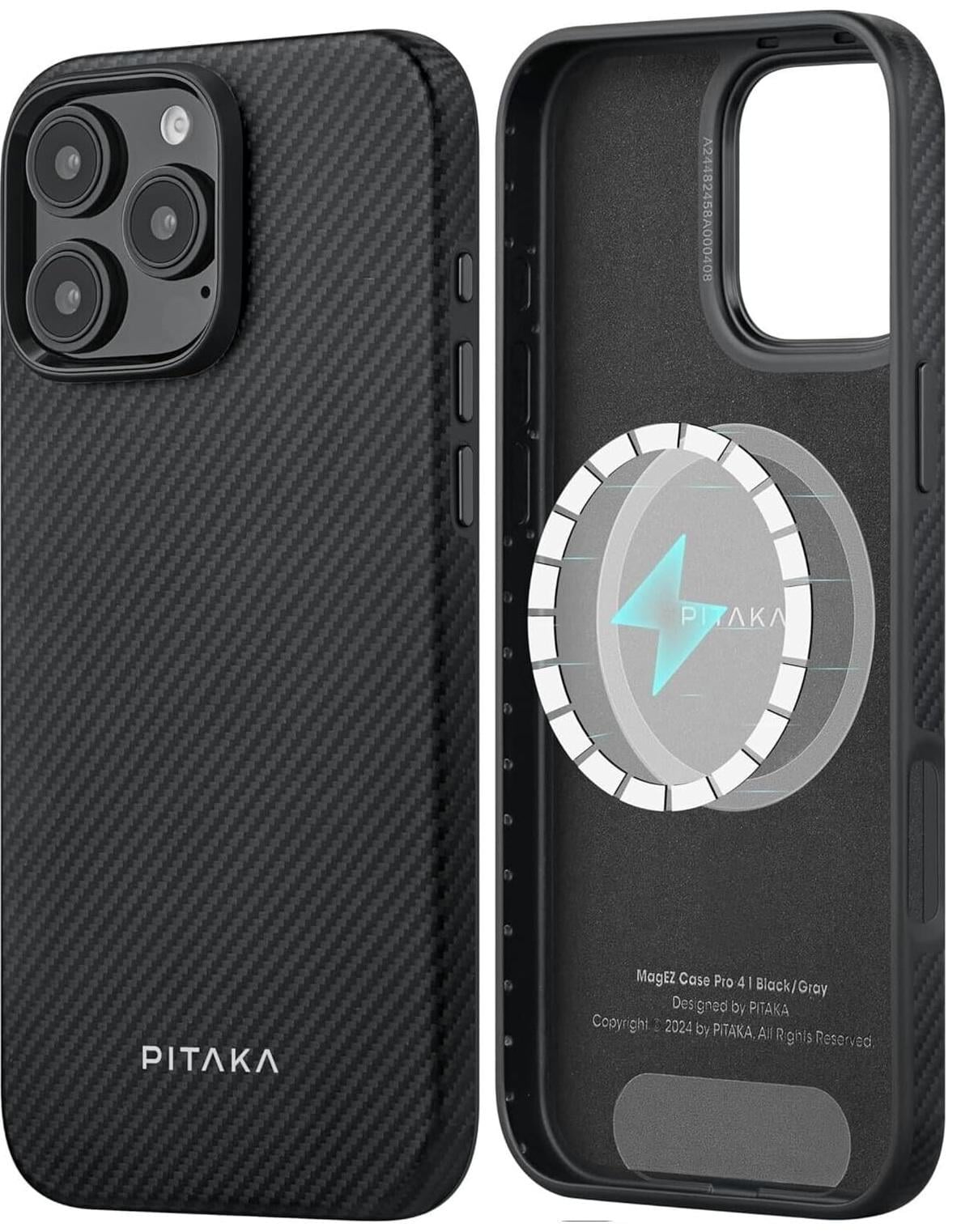 Оригинальный противоударный чехол Pitaka Military-Grade Protective Case MagSafe для iPhone 16 Pro Max 600D Black/Grey (KI1601PMPA)