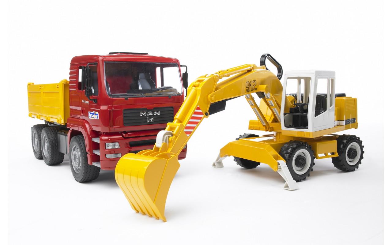 Іграшка самоскид MAN та ковшовий Іграшка Екскаватор Liebherr Bruder 02751