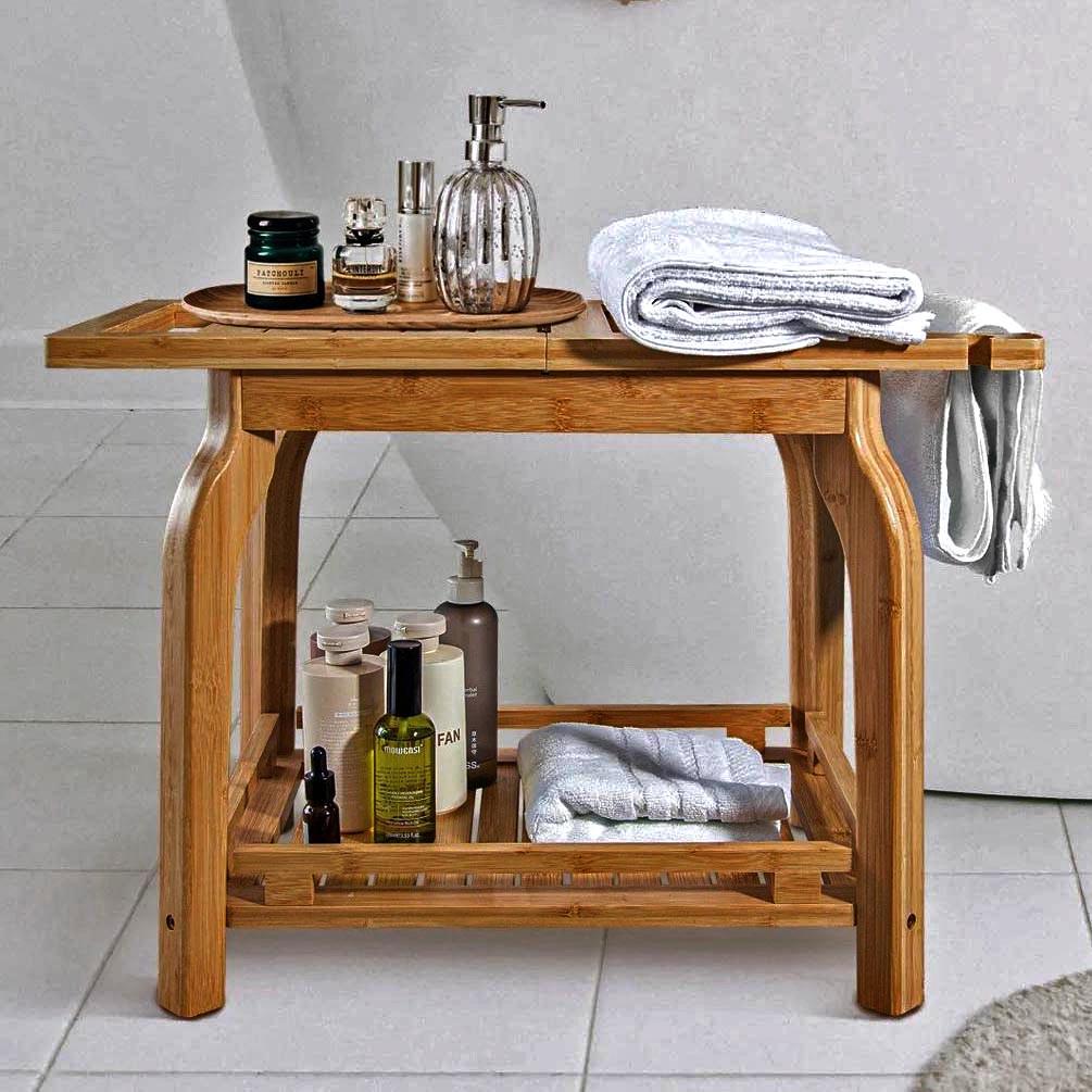 Табурет для ванной из дерева Полинера Охра (ТВН-004704)