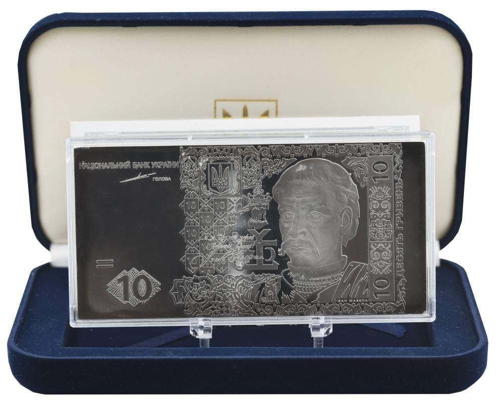 Колекційна монета Україна 10 гривень 2004 срібло UNC Сувенірна срібна банкнота 4 унції/124,4 г (М21169)