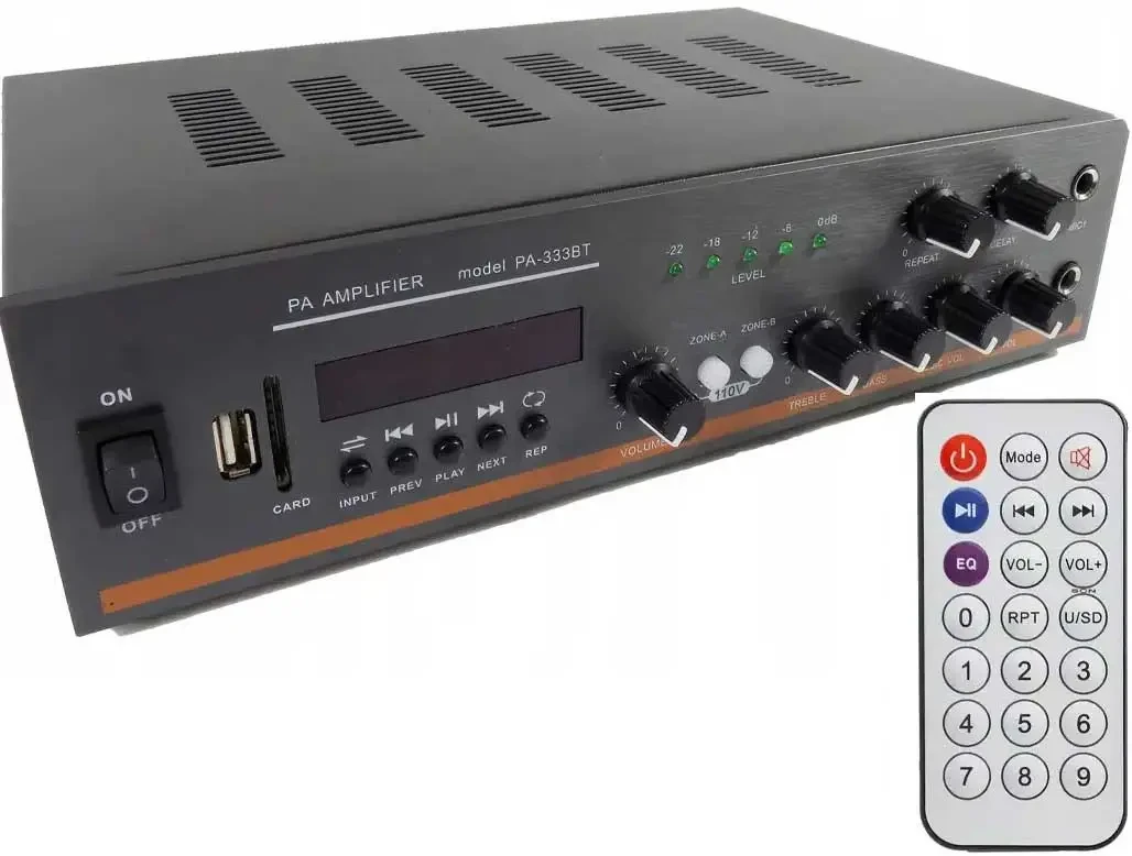 Підсилювач звуку PA-333BT з Bluetooth та функцією караоке (9488) - фото 2 Підсилювач звуку PA-333BT з Bluetooth та функцією караоке (9488) - фото 2