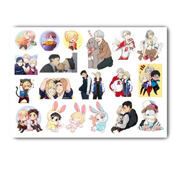 Стикеры наклейки аниме Юрий на льду А4 лист 29х21 см (stik_148)