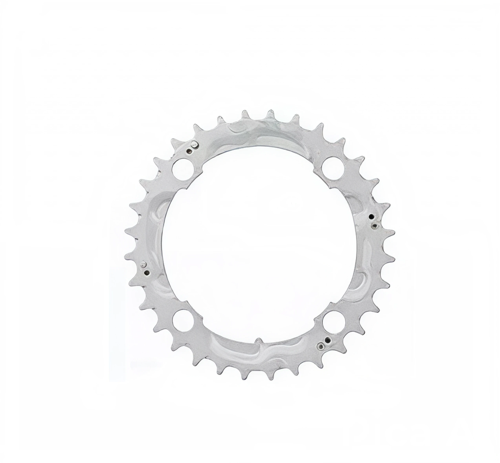 Зірка велосипедна шатунів Shimano 32T BCD-104 мм сталева індексована під 4 кріплення Сріблястий (SCR-32T-ST-center)