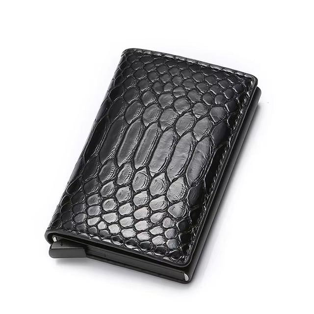 Картхолдер-кошелек кожаный текстурированный для карт и денег с RFID-защитой Черный (C2404H1Black)