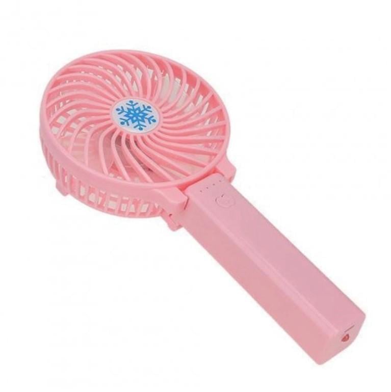 Вентилятор портативный Mini Fan с аккумулятором и ручкой что складывается Розовый