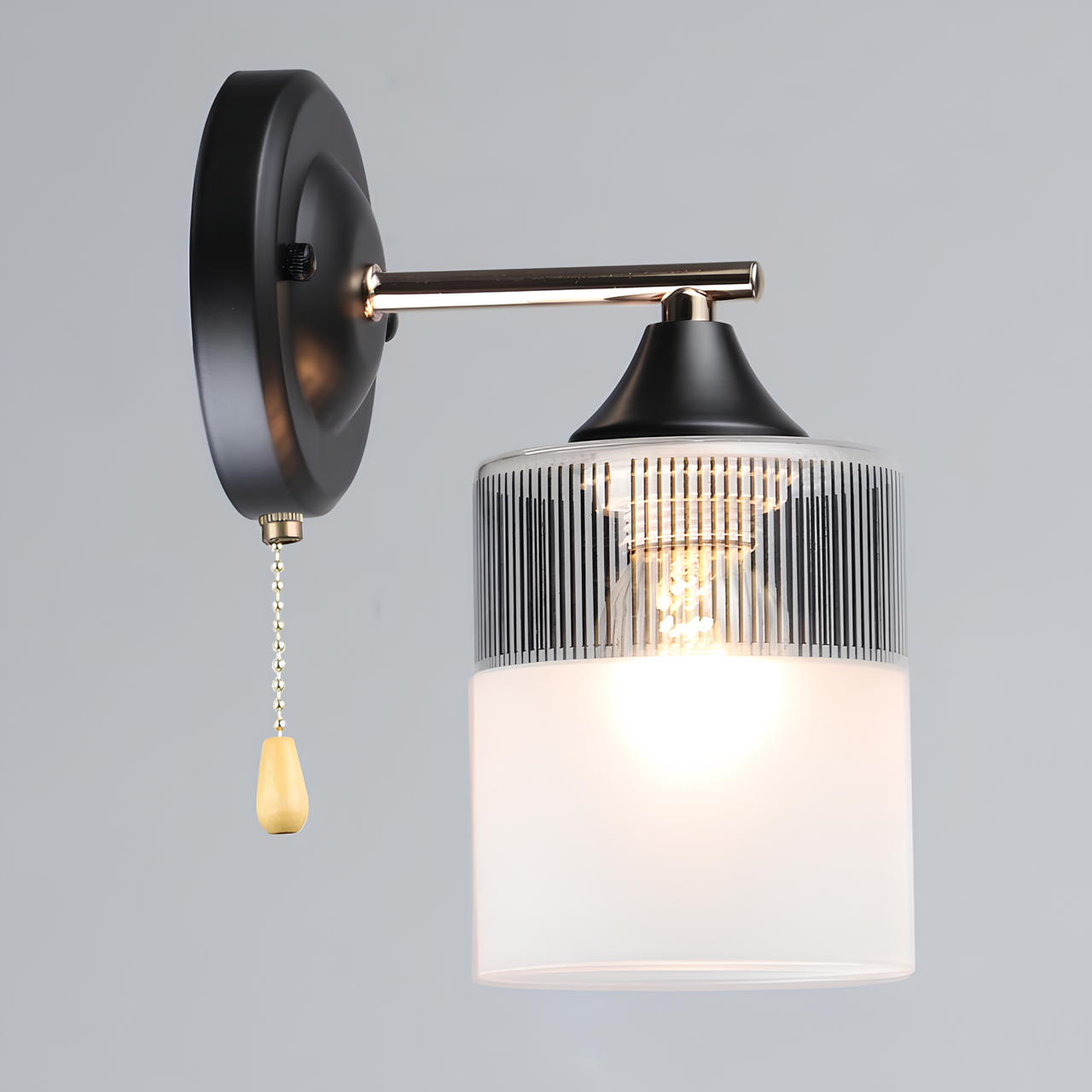 Бра Valeso с веревочным выключателем под одну лампу Е27 Черный/Золотой (B A4409/1W BK+FG)