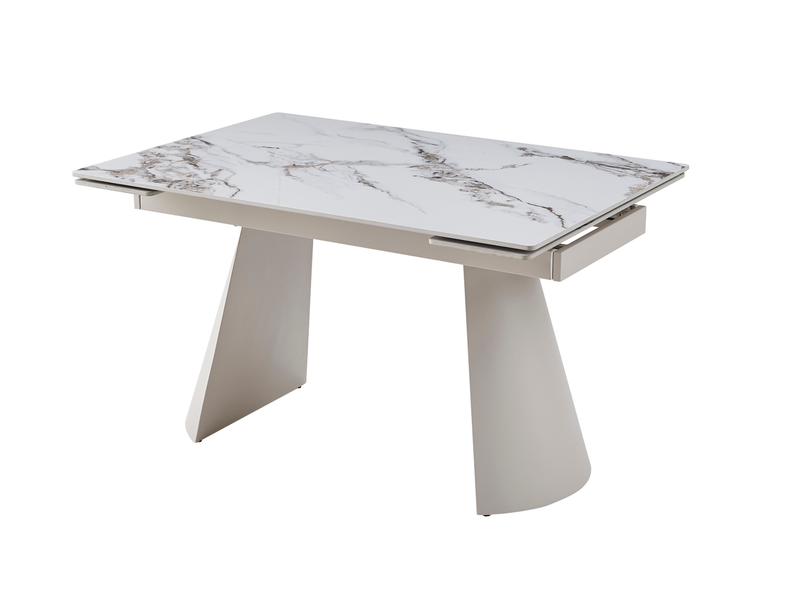 Обеденный стол раздвижной Vetro Mebel Сорренто 1300/1800х900x760 мм Голден вайт/Капучино (TML-1301)