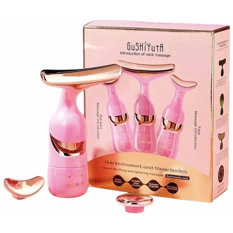 Електромасажер обличчя/шиї та зони навколо очей 3в1 з вібрацією та EMS Рожевий (01e2840e) - фото 2
