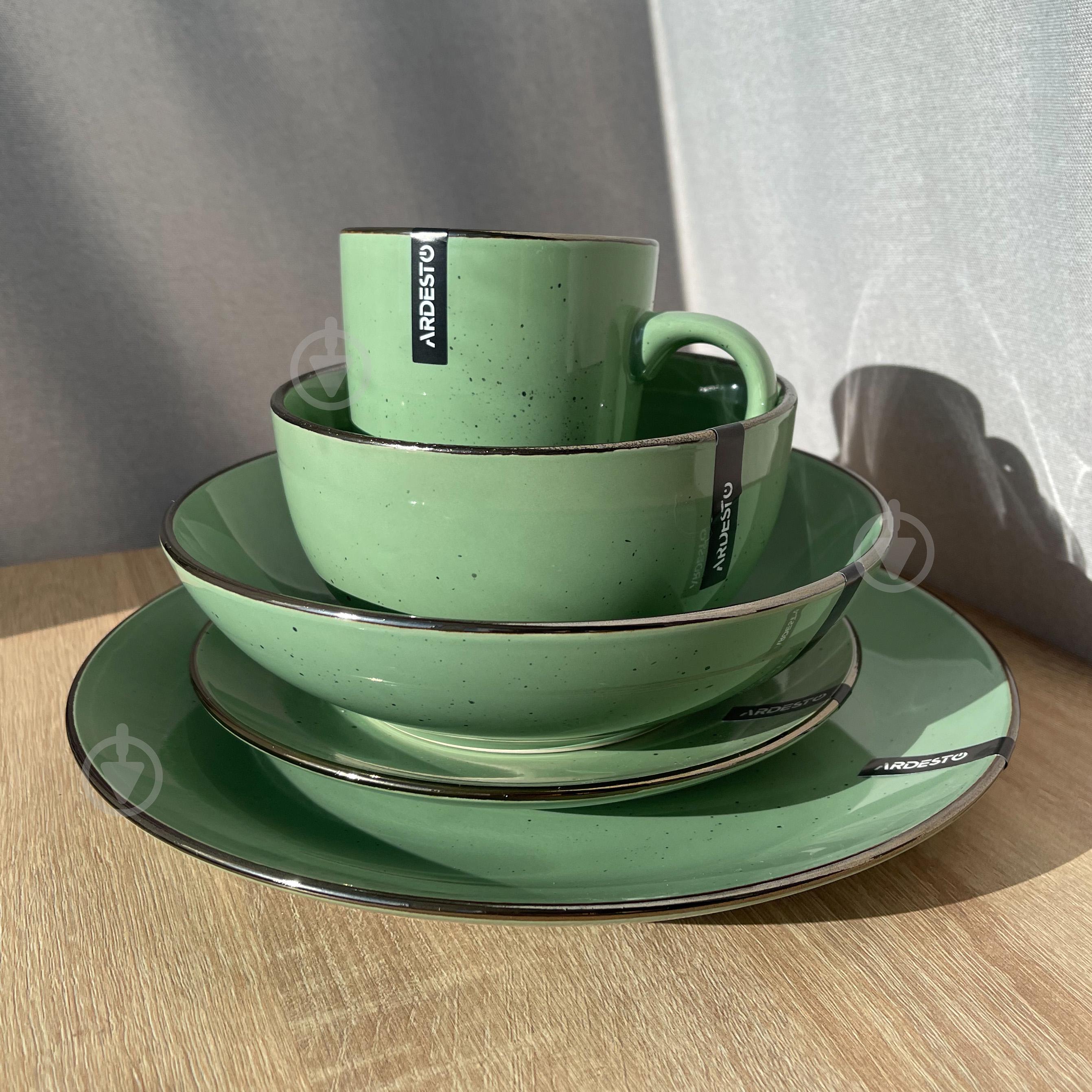 Сервиз столовой посуды Ardesto Bagheria 15 пр. 3 персони каменная керамика Зеленый - фото 4 Сервиз столовой посуды Ardesto Bagheria 15 пр. 3 персони каменная керамика Зеленый - фото 4