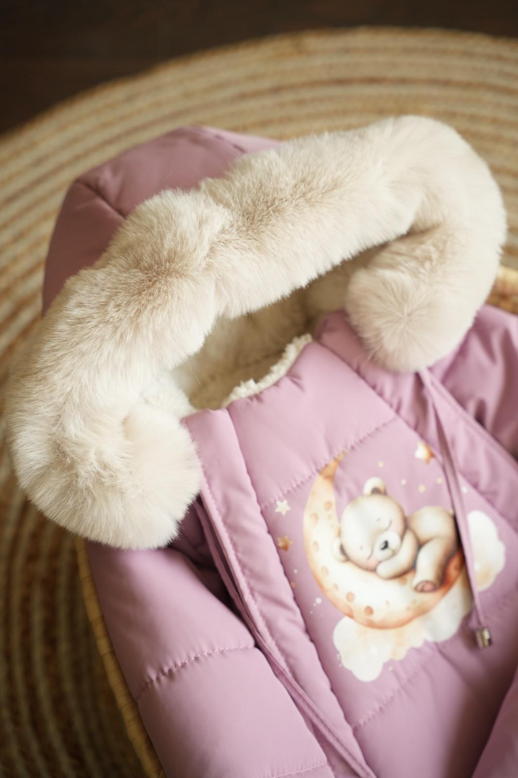 Комбінезон-мішечок з шапочкою на виписку зимовий 0-6 міс. Пудровий (9057) - фото 5 Комбінезон-мішечок з шапочкою на виписку зимовий 0-6 міс. Пудровий (9057) - фото 5