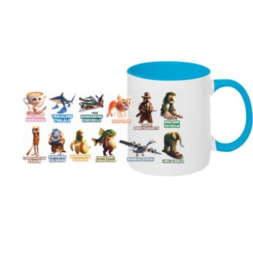 Чашка двухцветная с полной запечаткой Мемы нейросети 320 мл Белый с голубым (19525160-33-211940)