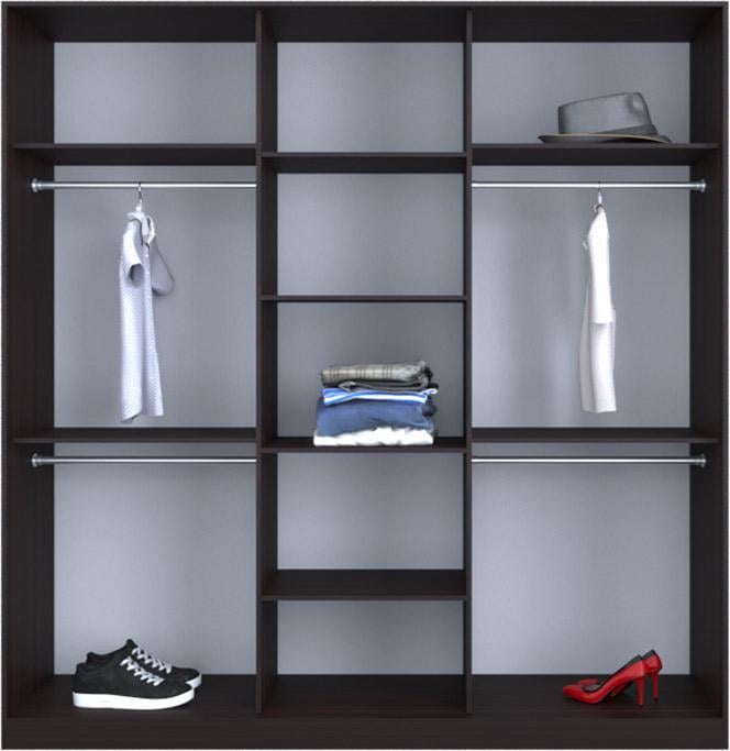 Шкаф-купе Luxe 3 двери ФМП/ФМП/ФМП рисунок Re060 CLS-IV 2300x2300x450 мм Венге магия (39183)